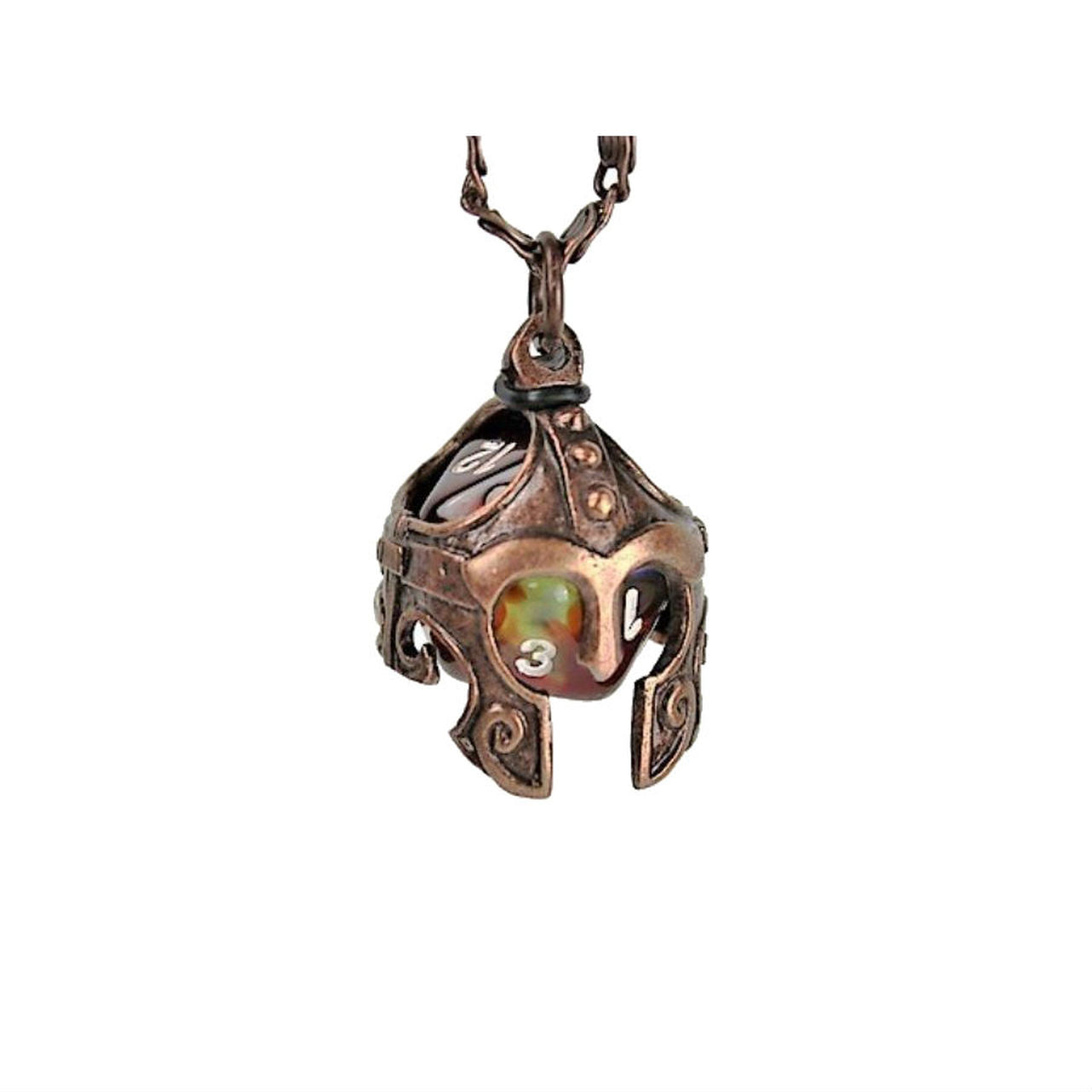 CHX53007: Dice Pendant - Old Copper: d20 - Helmet