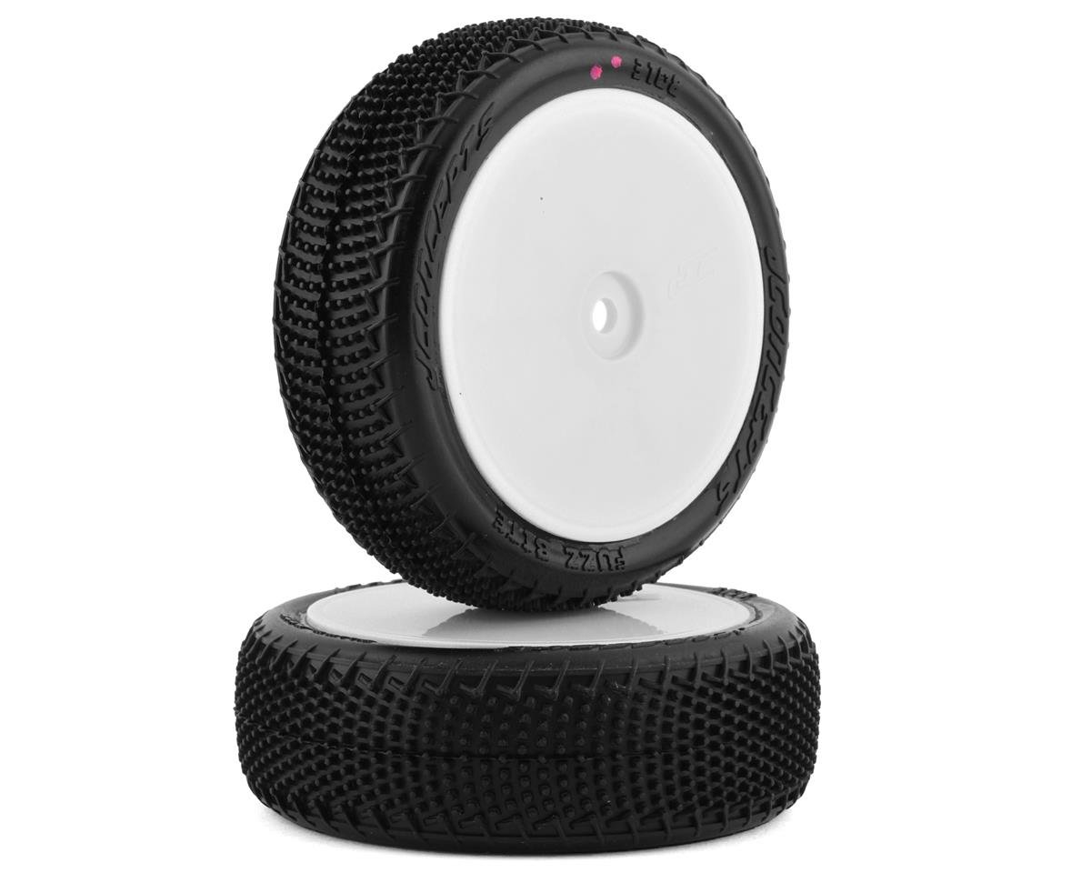JConcepts Fuzz Bite LP 2.2" Pre-Mounted 4WD Front Buggy Carpet Tires (White) (2) w/12mm Hex (Pink)