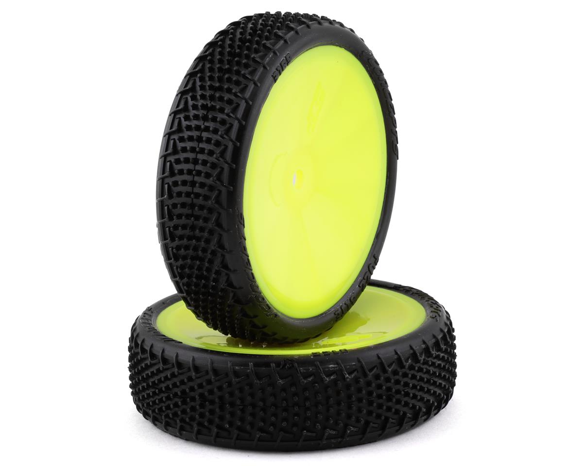 JConcepts Fuzz Bite LP 2.2 Pre-Mounted 2WD Front Buggy Carpet Tires (Yellow) (2) w/12mm Hex (Pink)