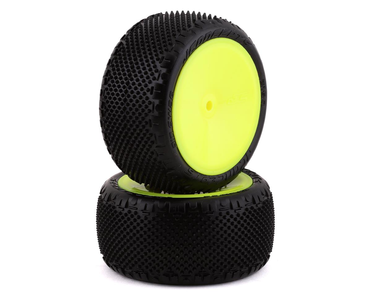 JConcepts Pin Swag 2.2" Pre-Mounted Rear Buggy Carpet Tires (Yellow) (2) (Pink) w/12mm Hex