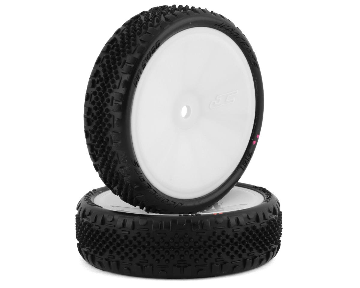 JConcepts Pin Swag Slim 2.2" Pre-Mounted 2WD Front Buggy Carpet Tires (White) (2) w/12mm Hex (Pink)