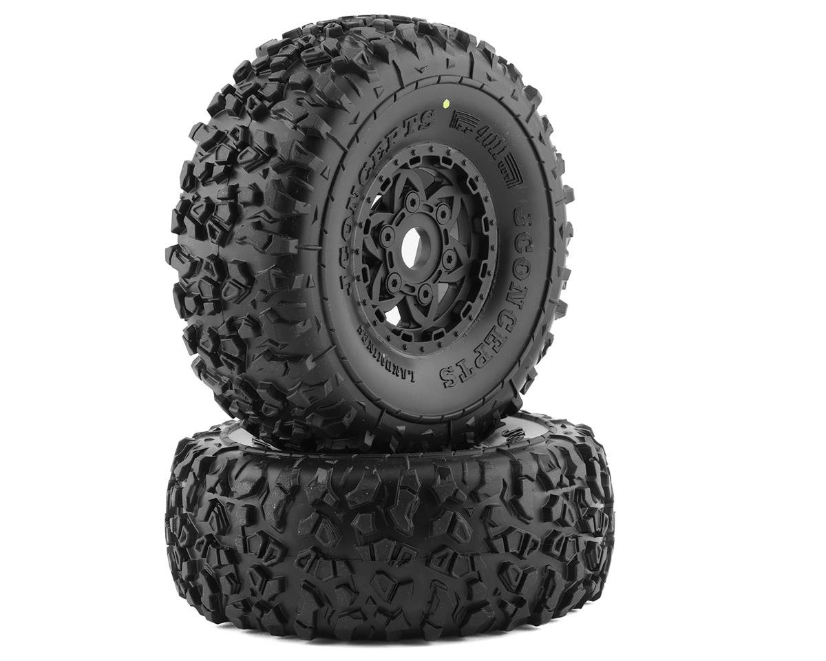 JConcepts Mojave 6S BLX Pre-Mounted Landmines Tires w/Tremor Wheels (Black) (2) w/17mm Hex (Yellow)