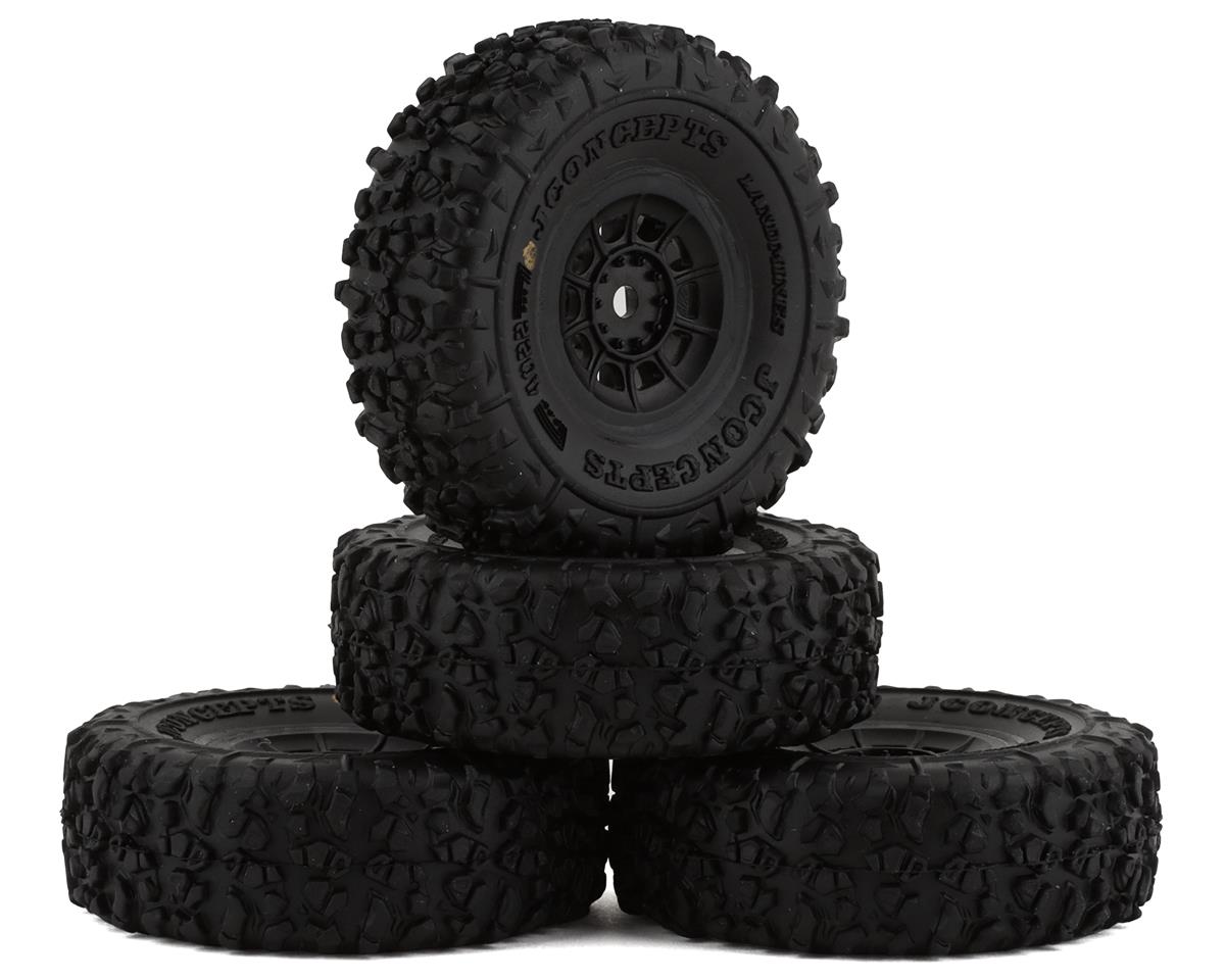 JConcepts Landmines 1.0" Pre-Mounted Tires w/Hazard Wheel (Black) (4) (Gold) w/7mm Hex