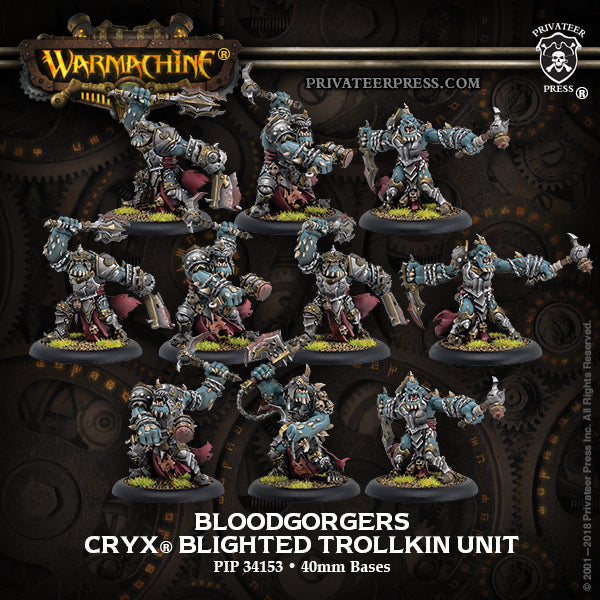 Warmachine: Cryx - Bloodgorgers, Blighted Trollkin Unit (10 Metal / Re