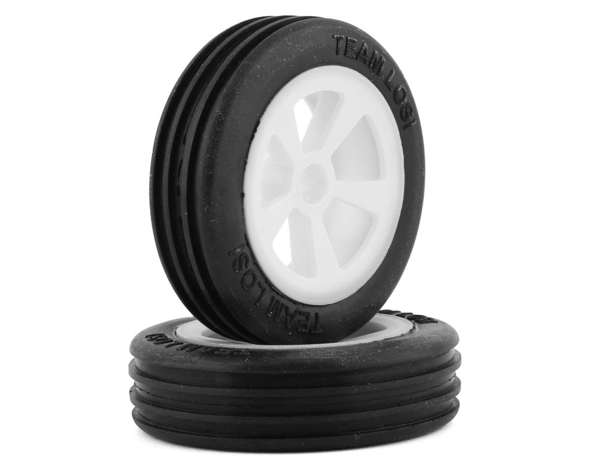 Losi Mini JRX2 Pre-Mounted Front Rib Tire (White) (2)