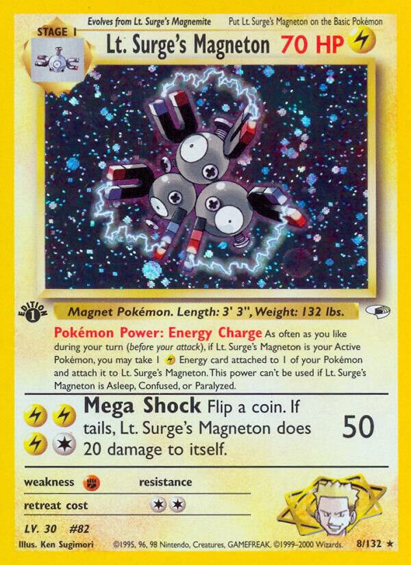 Lt. Surge's Magneton - 008/132 (G1) Holo Rare - Near Mint Unlimited Ho