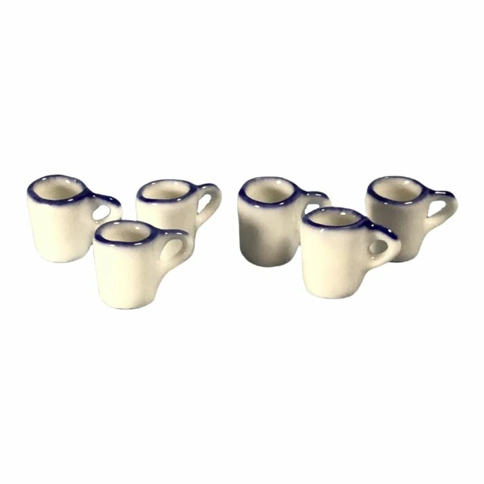 White Enamel Mugs, Pack of 6