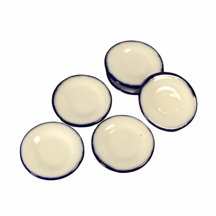 White Enamel Plates, Pack of 6