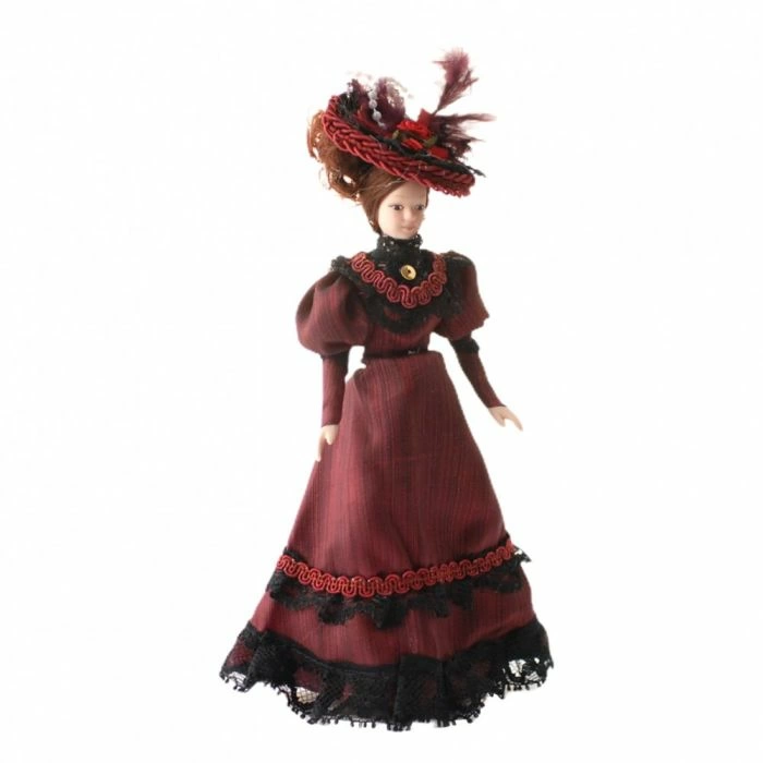 Porcelain Glamorous Lady In Burgundy