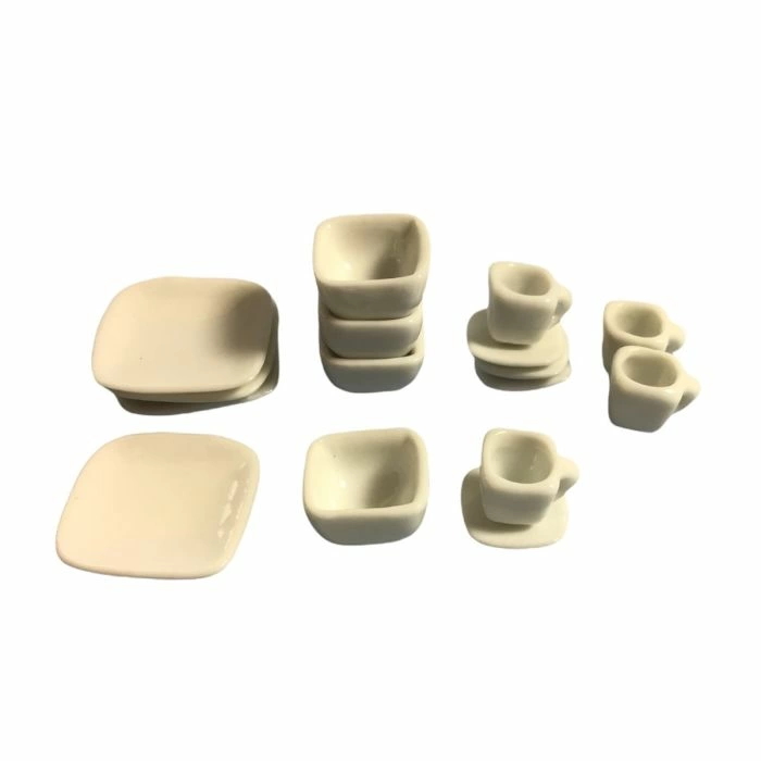 White Square Crockery, 16 Pcs