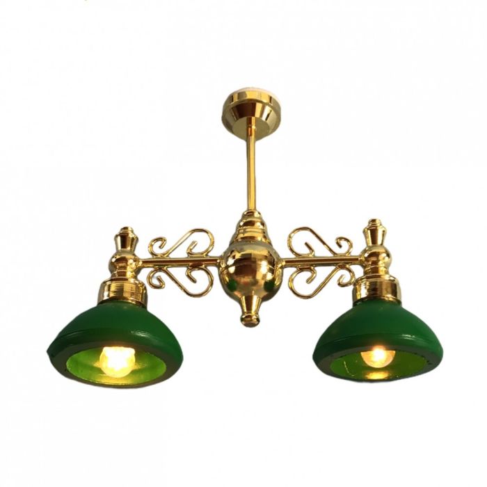2 Down Arm Green Shade Chandelier