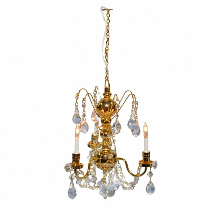 Gold & Crystal 3 Arm Chandelier