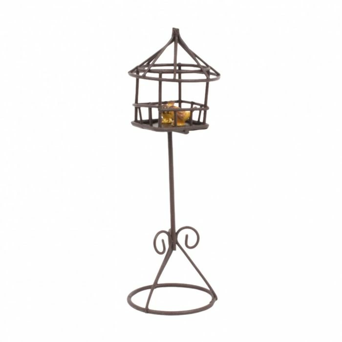 Brown Metal Birdcage with Birds