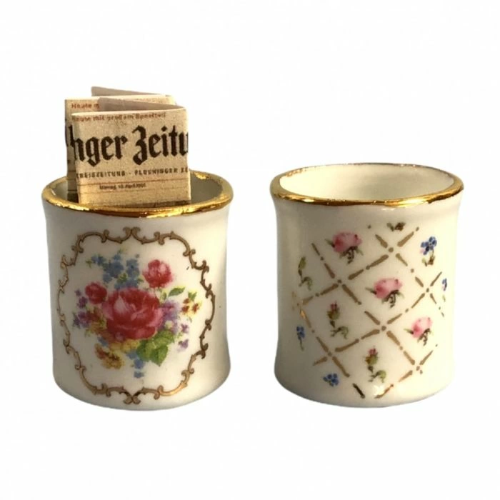 Porcelain Waste Paper Baskets Pair