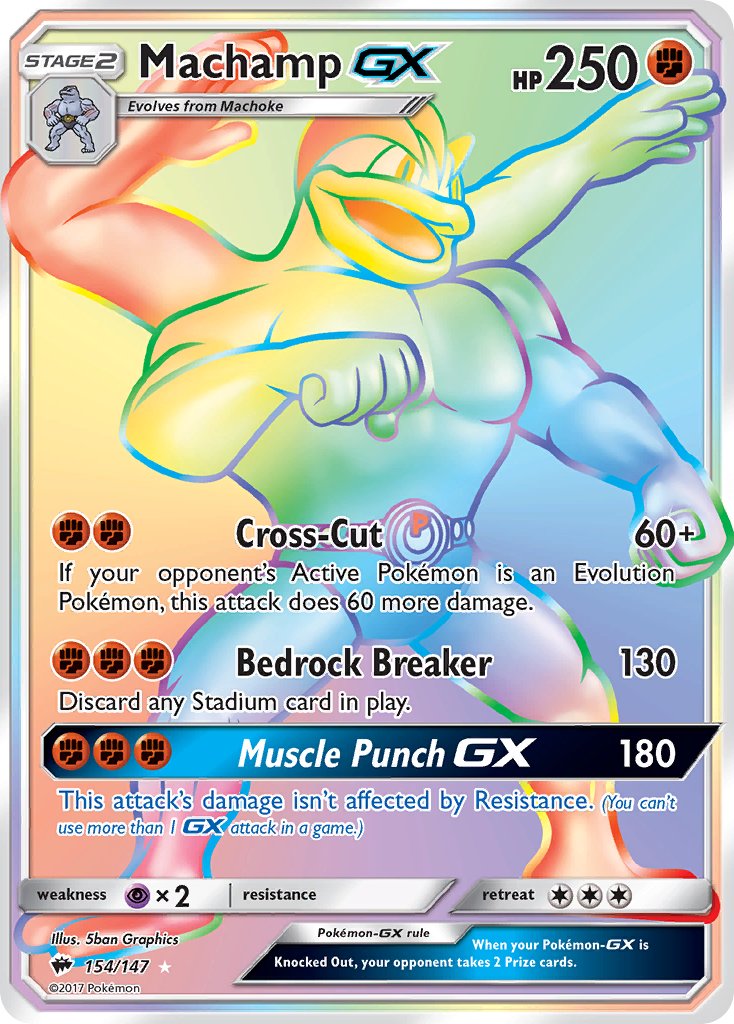 Machamp GX (Secret) - 154/147 (SM:BUS) Secret Rare - Near Mint Holofoi