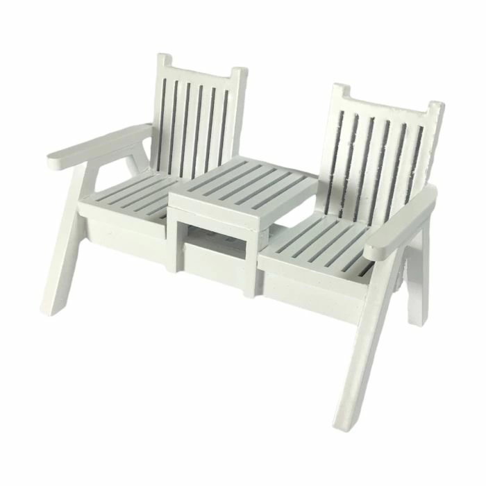White Wooden Twin Garden Seat