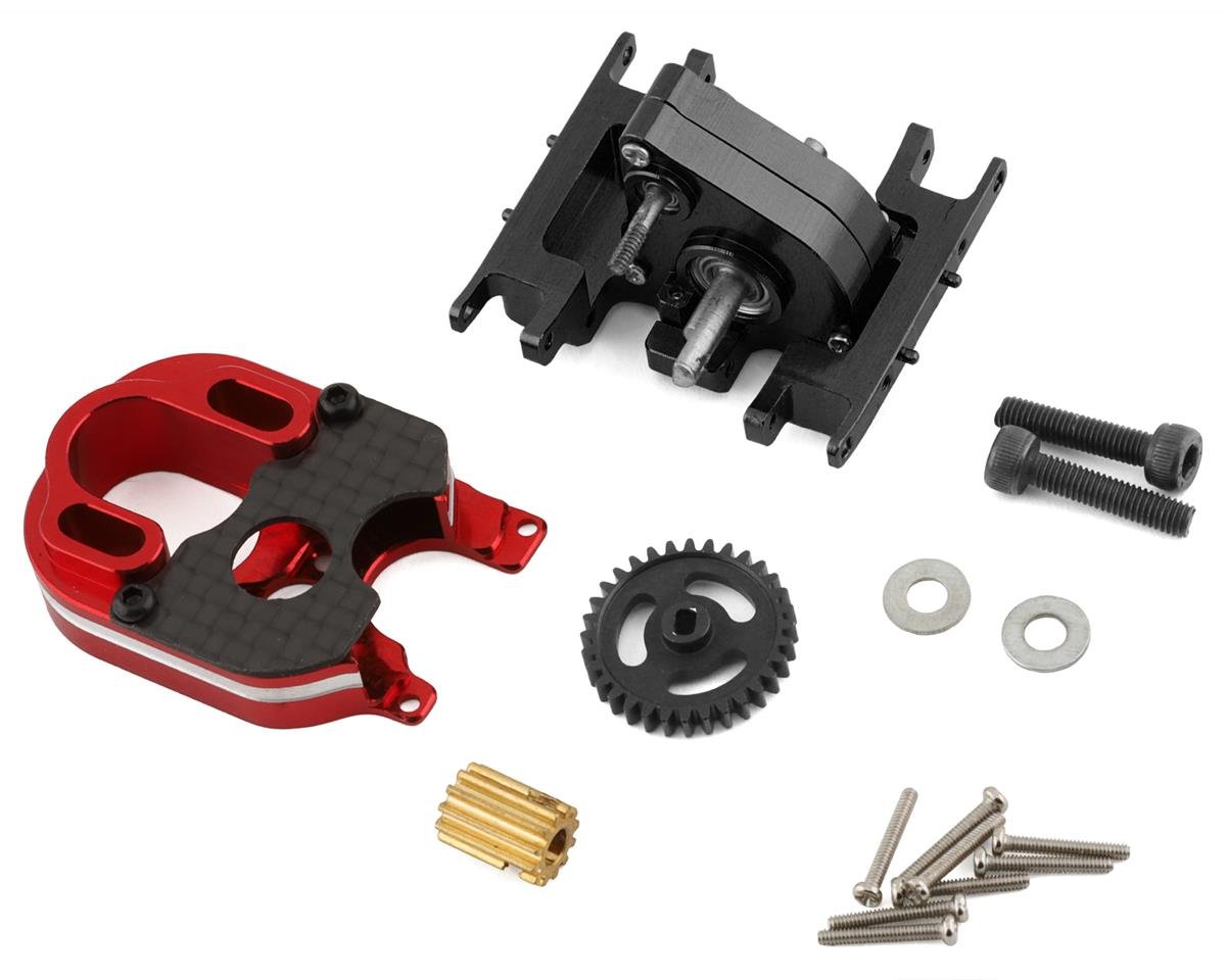 NEXX Racing SCX24 2204 Motor Mount & Conversion Gearbox Set (Black/Red)