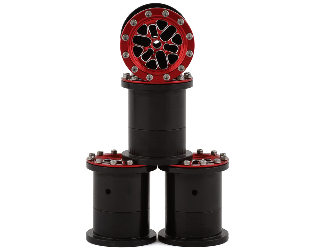 NEXX Racing FCX24 1/28 Aluminum Monster Truck Beadlock Wheels (Red) (4)