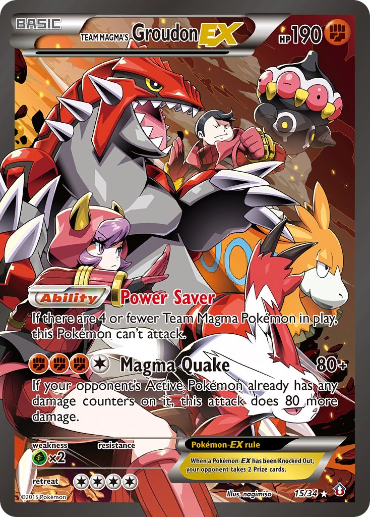Team Magma's Groudon EX - 015/034 (DCR) Ultra Rare - Near Mint Holofoi