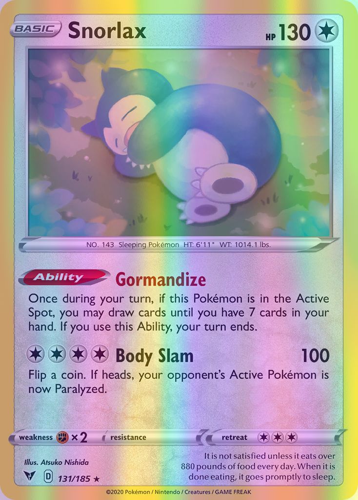 Snorlax - 131/185 (SWSH04) Holo Rare - Near Mint Reverse Holofoil