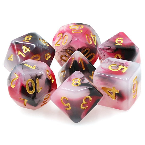 TMG Dice: Soul Decay Jade Black & Red w/ gold (7)