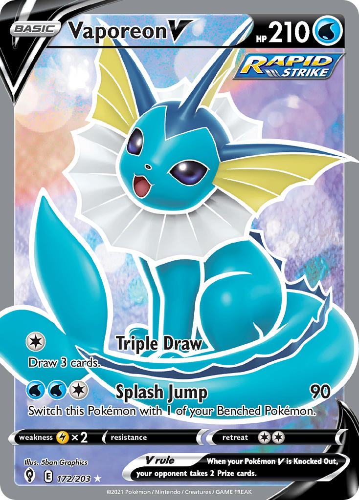 Vaporeon V (Full Art) - 172/203 (SWSH07) Ultra Rare - Near Mint Holofo