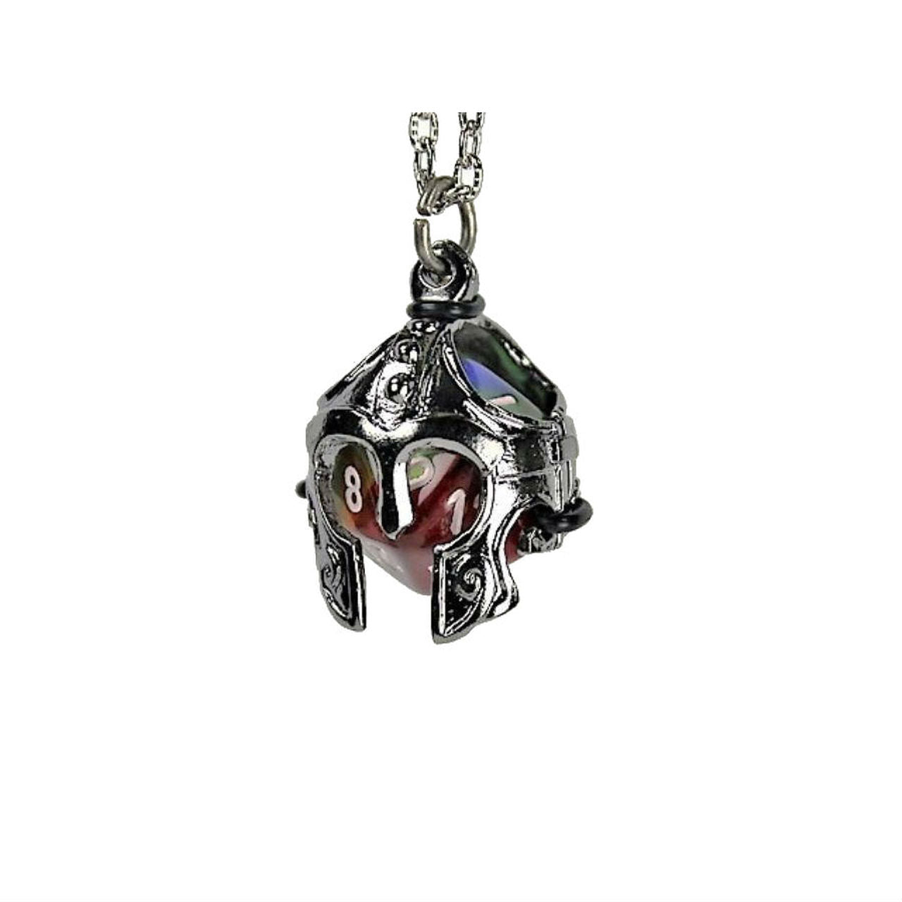 CHX53307: Dice Pendant - Gunmetal Grey: d20 - Helmet
