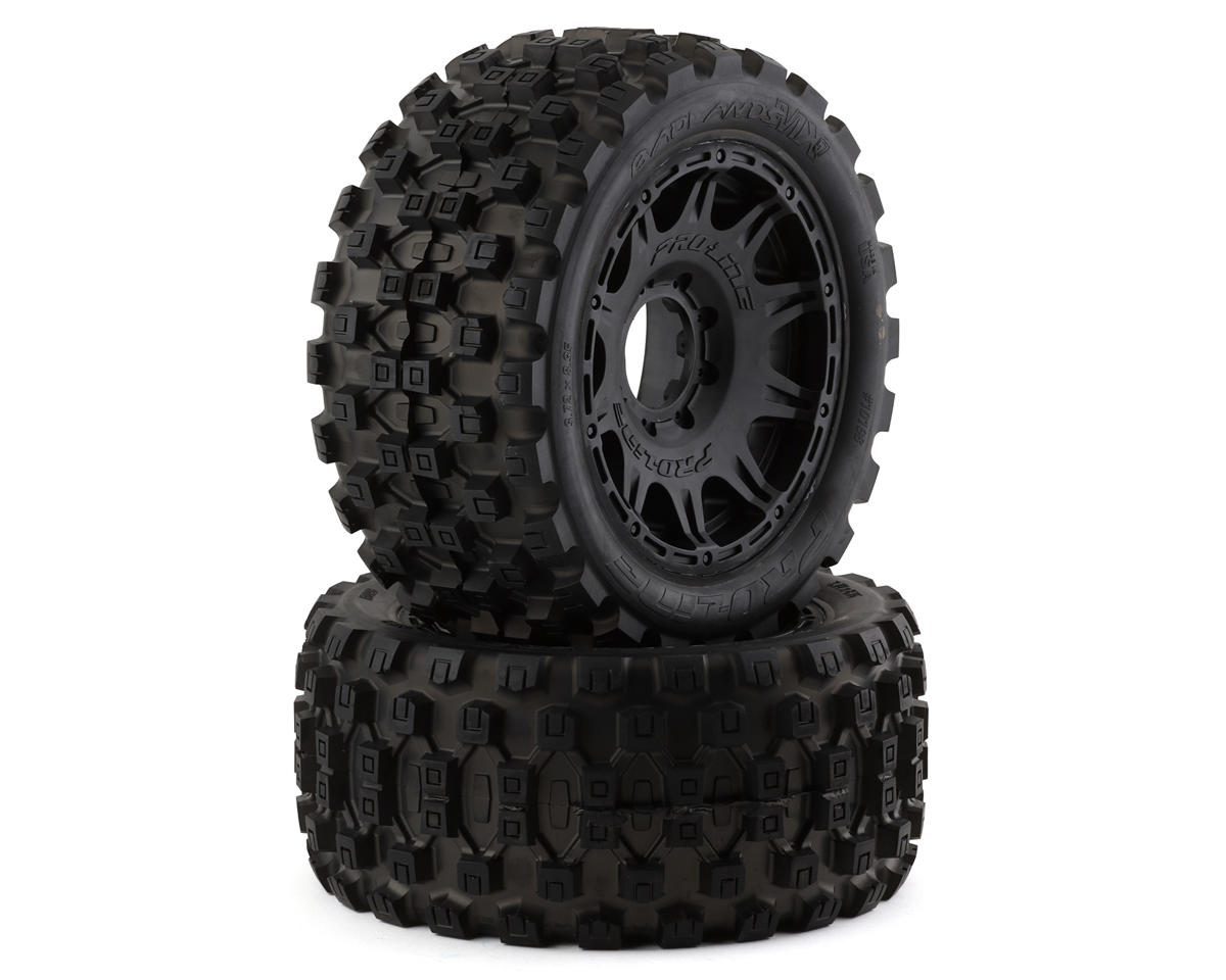 Pro-Line Badlands MX57 5.7" Pre-Mounted 1/6 Monster Truck Tires (Black) (2) w/Removable 24mm Hex (Soft)
