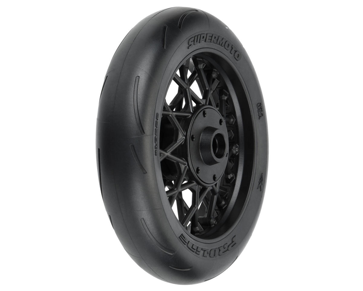 Pro-Line 1/4 Supermoto Front Tire Pre-Mounted (Black) (1) (S3)