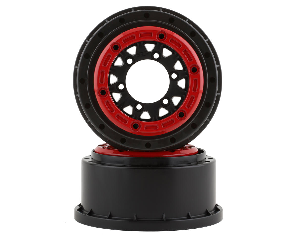 Pro-Line Raid Bead-Loc 2.2/3.0" Short Course Wheels (Red/Black) (2) w/12mm & 14mm Removable Hex