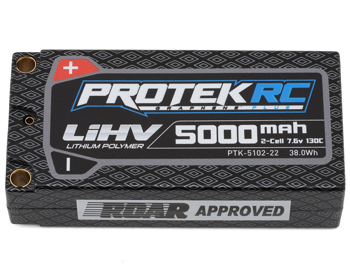 ProTek RC 2S 130C Low IR Si-Graphene + HV Shorty LiPo Battery (7.6V/5000mAh) w/5mm Connectors (ROAR Approved)