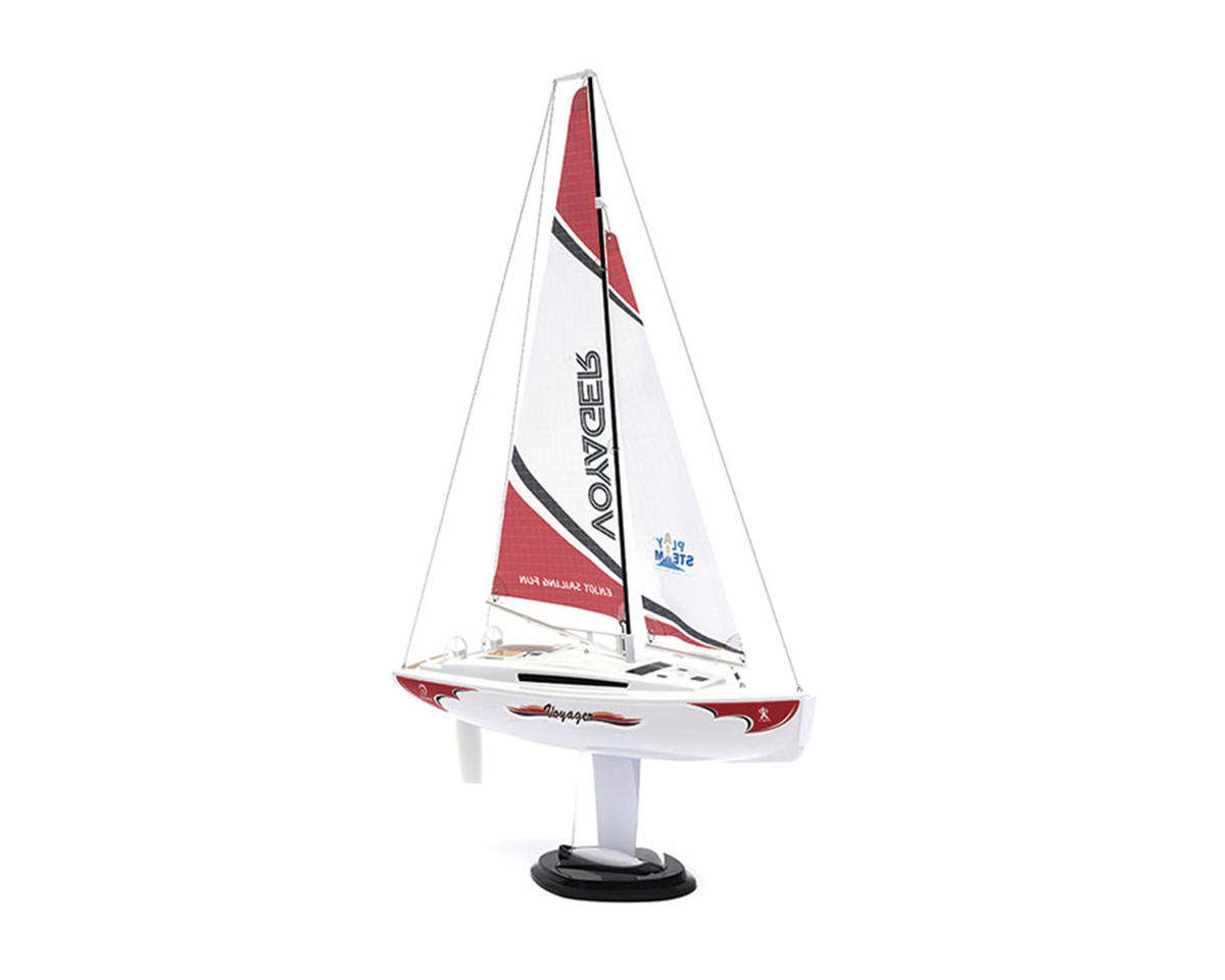 PlaySTEM Voyager 280 Motor-Powered RC Sailboat (Red) w/2.4GHz Transmitter