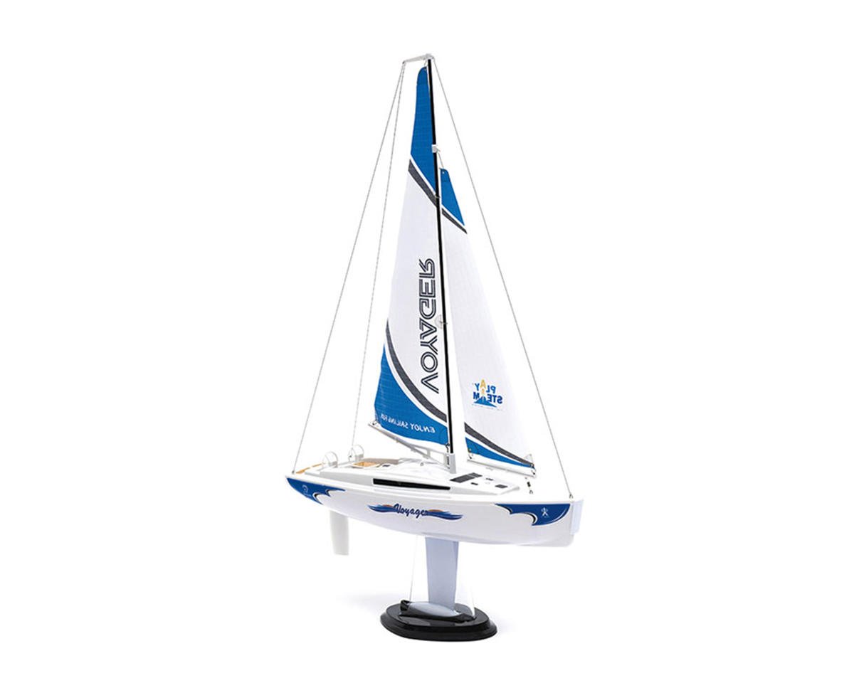 PlaySTEM Voyager 280 Motor-Powered RC Sailboat (Blue) w/2.4GHz Transmitter