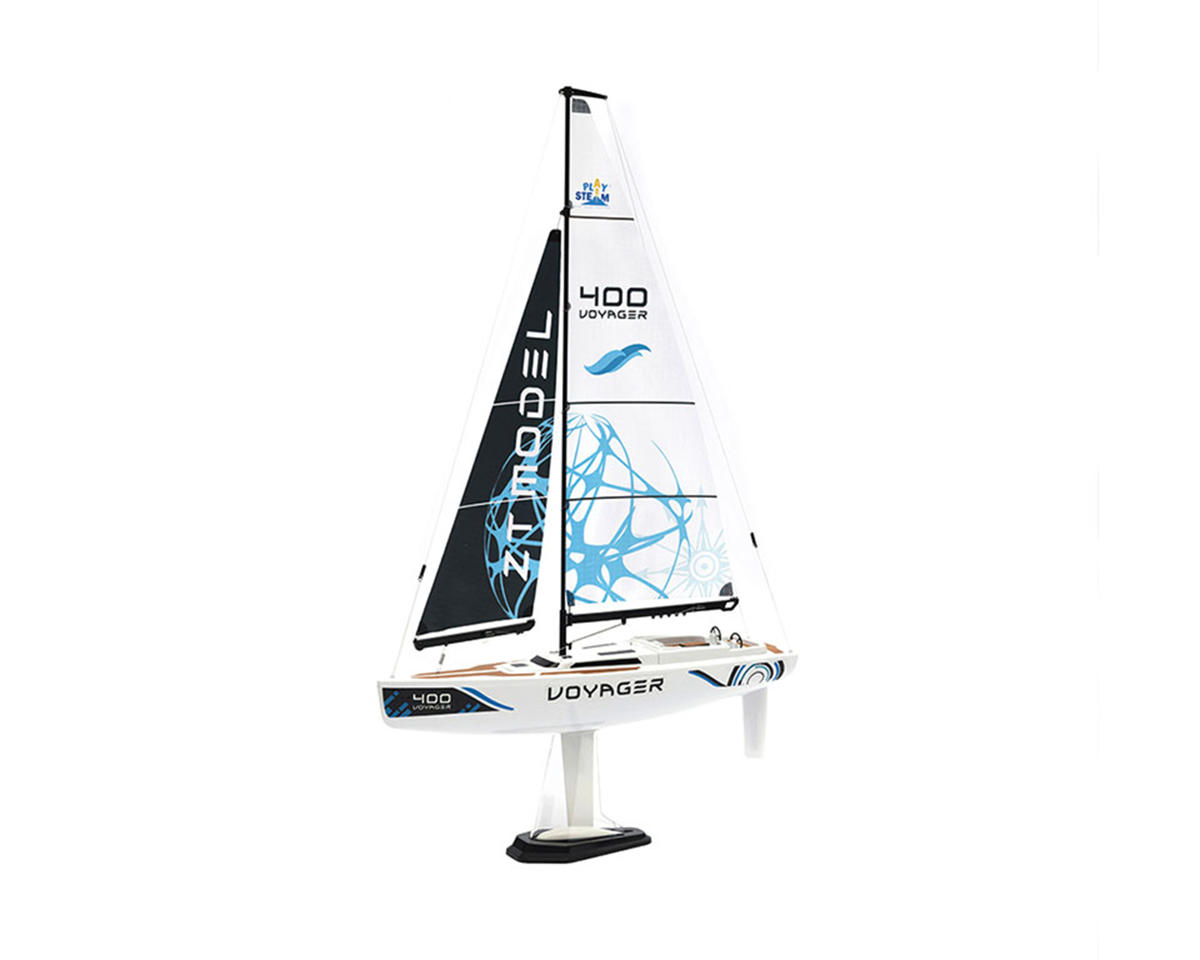 PlaySTEM Voyager 400 Motor-Powered RC Sailboat (Blue) w/2.4GHz Transmitter