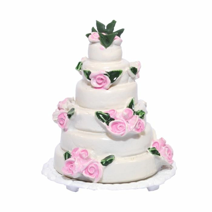 Decorative Wedding Cake with Pink Roses