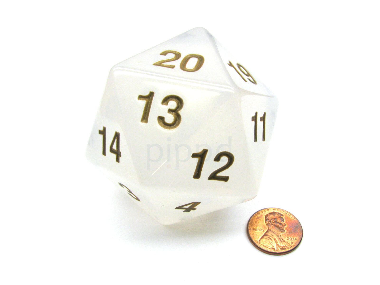 Transparent: 55mm Pearl Gold Countdown D20