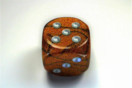 CHXDR5003: Glitter - 50mm D6 Gold w/silver w/pips