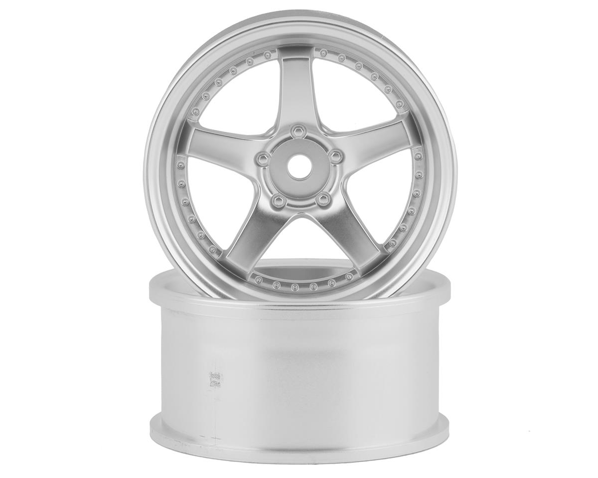 RC Art SSR Professor SP4 5-Spoke Drift Wheels (Matte Silver) (2) (6mm Offset) w/12mm Hex