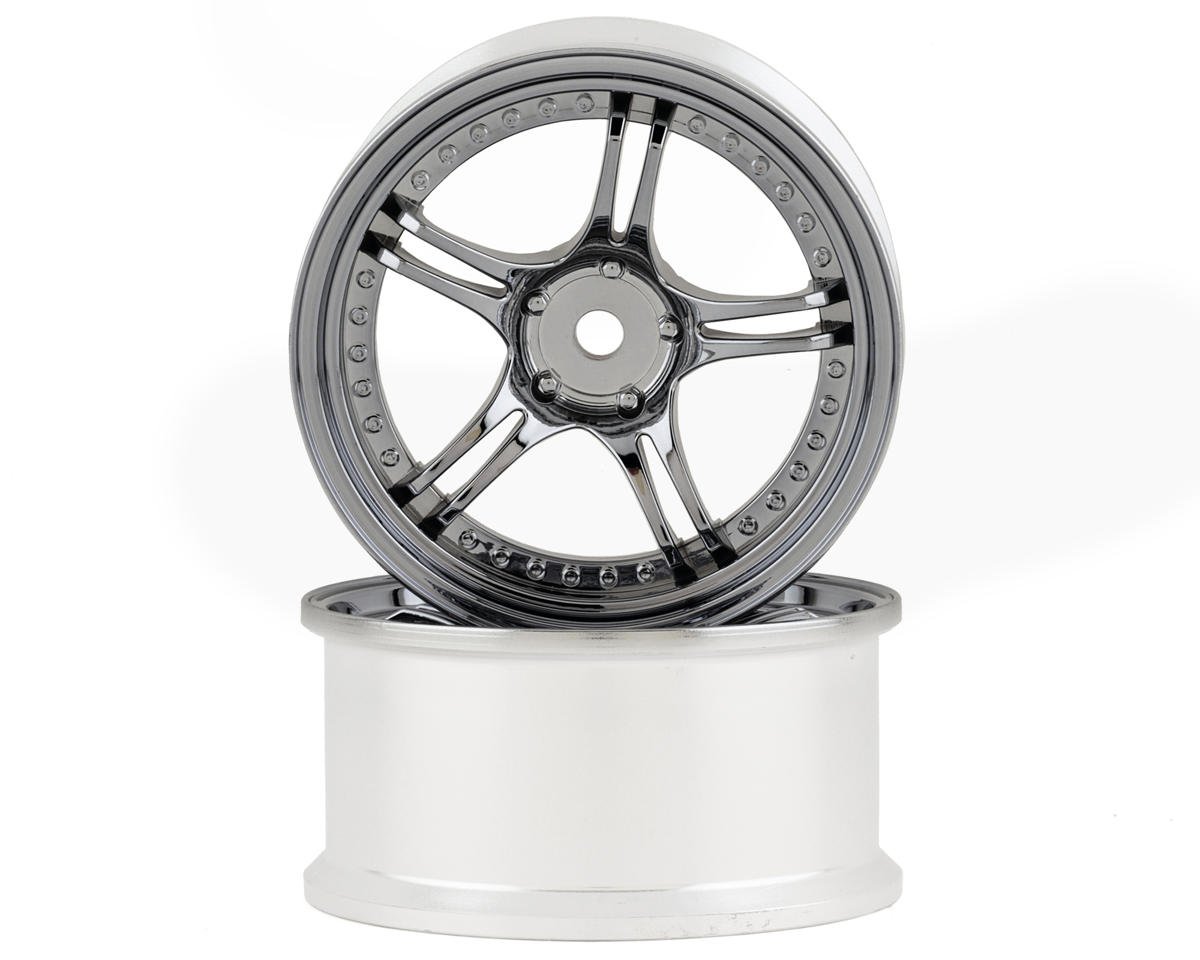 RC Art SSR Professor SPX 5-Split Spoke Drift Wheels (Black Chrome) (2) (6mm Offset)