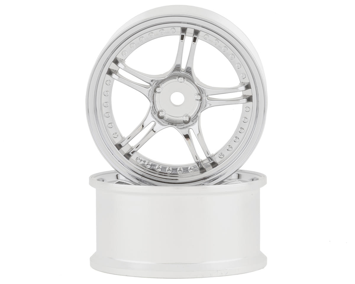 RC Art SSR Professor SPX 5-Split Spoke Drift Wheels (Chrome Silver) (2) (6mm Offset) w/12mm Hex