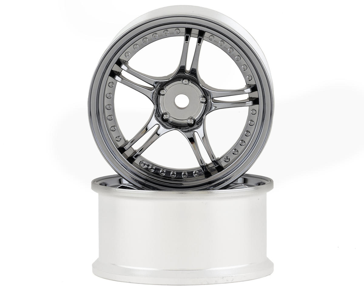 RC Art SSR Professor SPX 5-Split Spoke Drift Wheels (Black Chrome) (2) (Deep Face 8mm Offset)