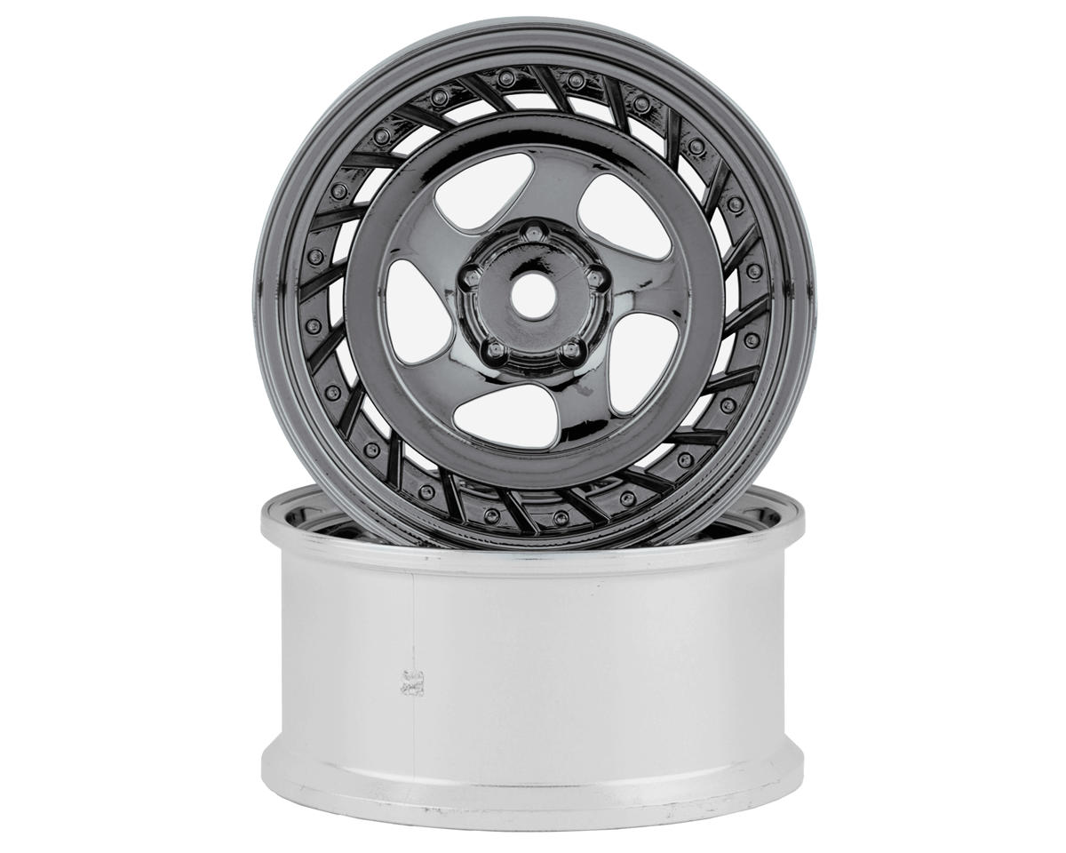 RC Art SSR Formula Aero 5-Spoke Drift Wheels (Black Chrome) (2) (6mm Offset)
