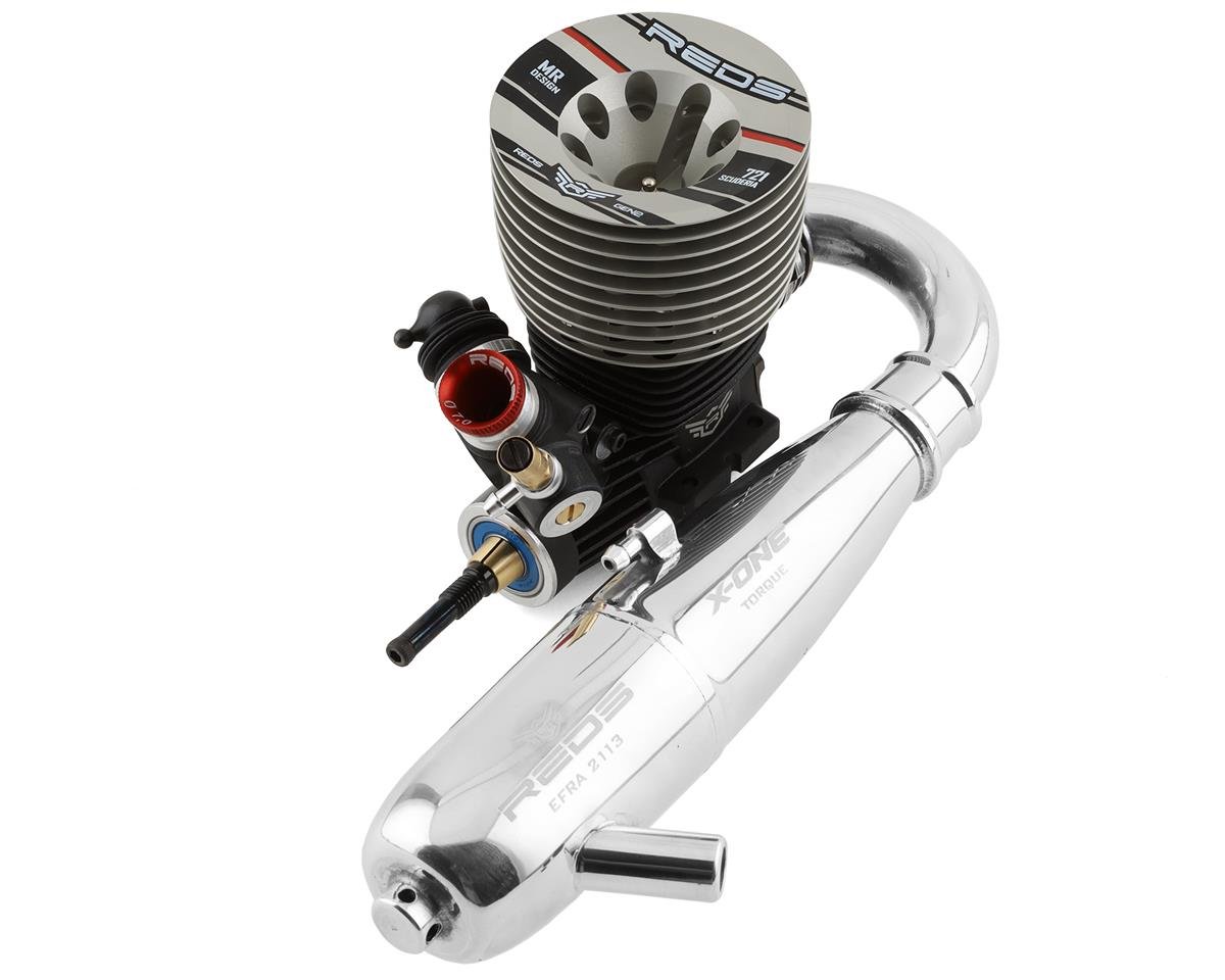 REDS 721 Superveloce Pro Silver Edition .21 Off-Road Competition Nitro Engine Combo w/2113 X-ONE Torque Tuned Pipe