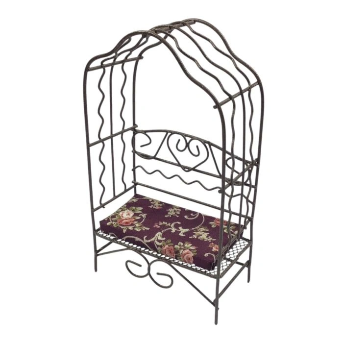 Brown Metal Bench with Rose Arch
