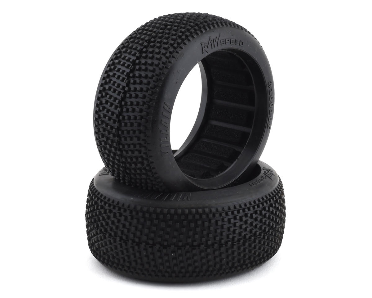 Raw Speed RC "Villain" 1/8 Buggy Tires (2) (Super Soft - Long Wear)