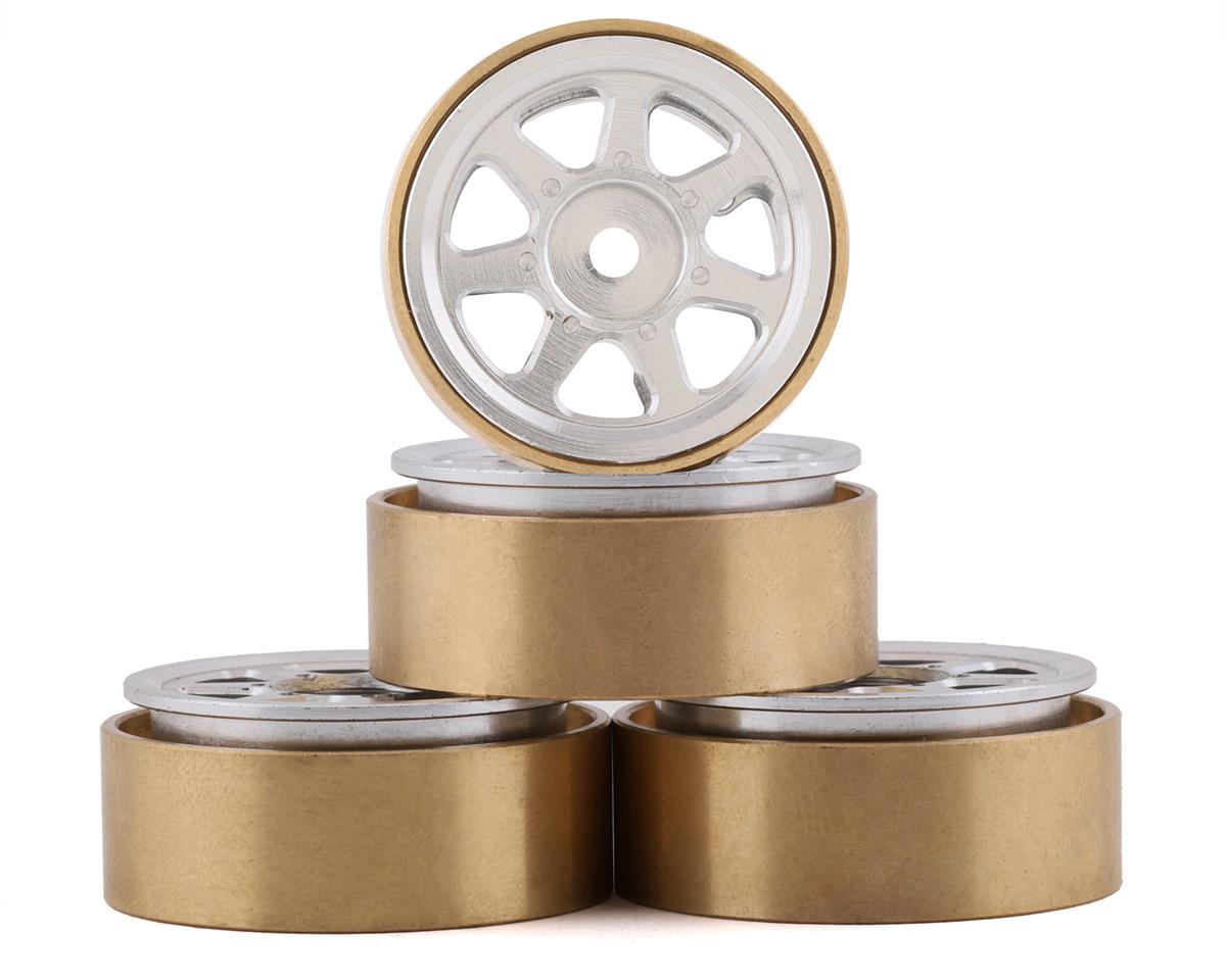 Samix SCX24 Aluminum & Brass 1.0" Beadlock Wheel Set (Silver) (4) (20g)