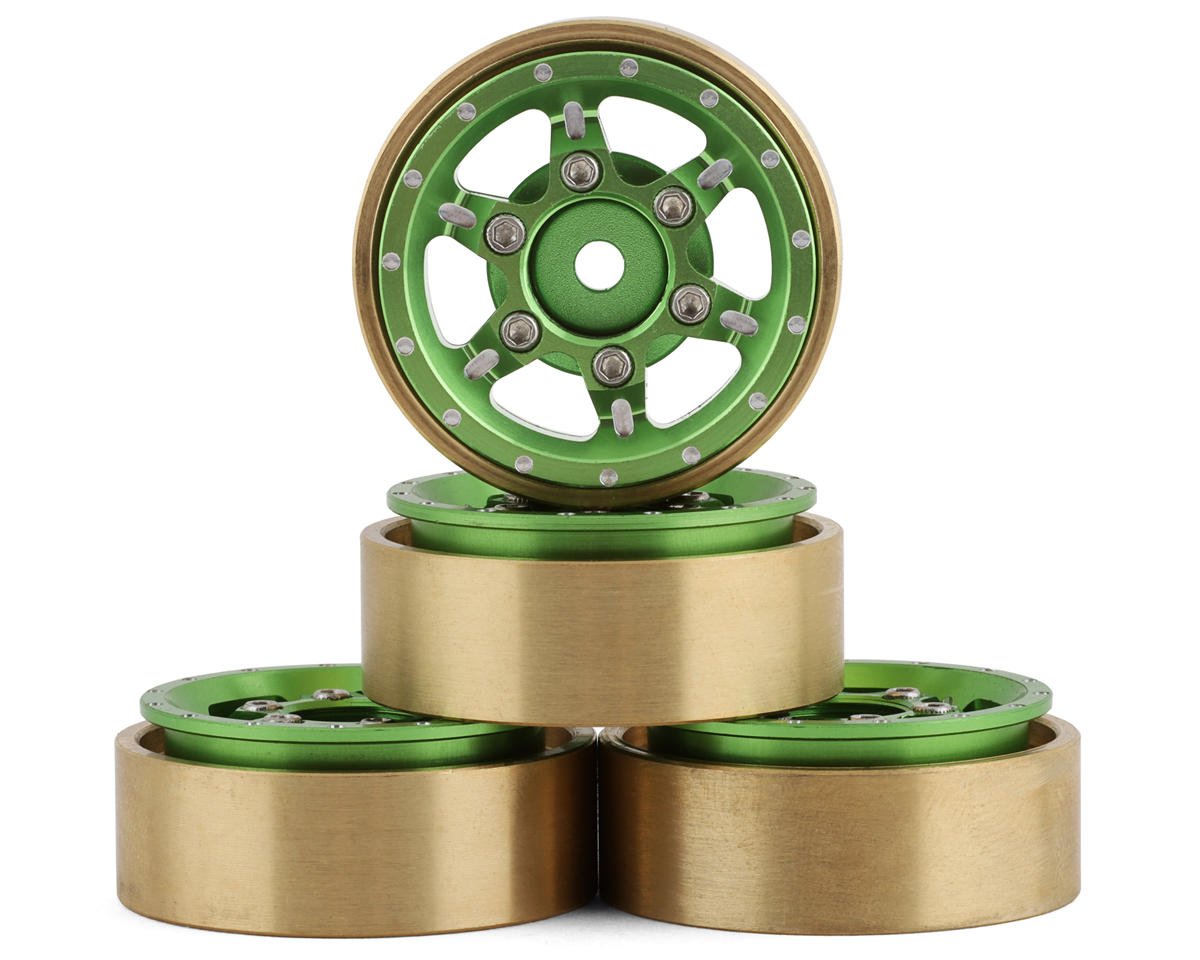 Samix SCX24 Aluminum & Brass Adjustable Offset 1.0" Beadlock Wheels (Green) (4) (23.75g)
