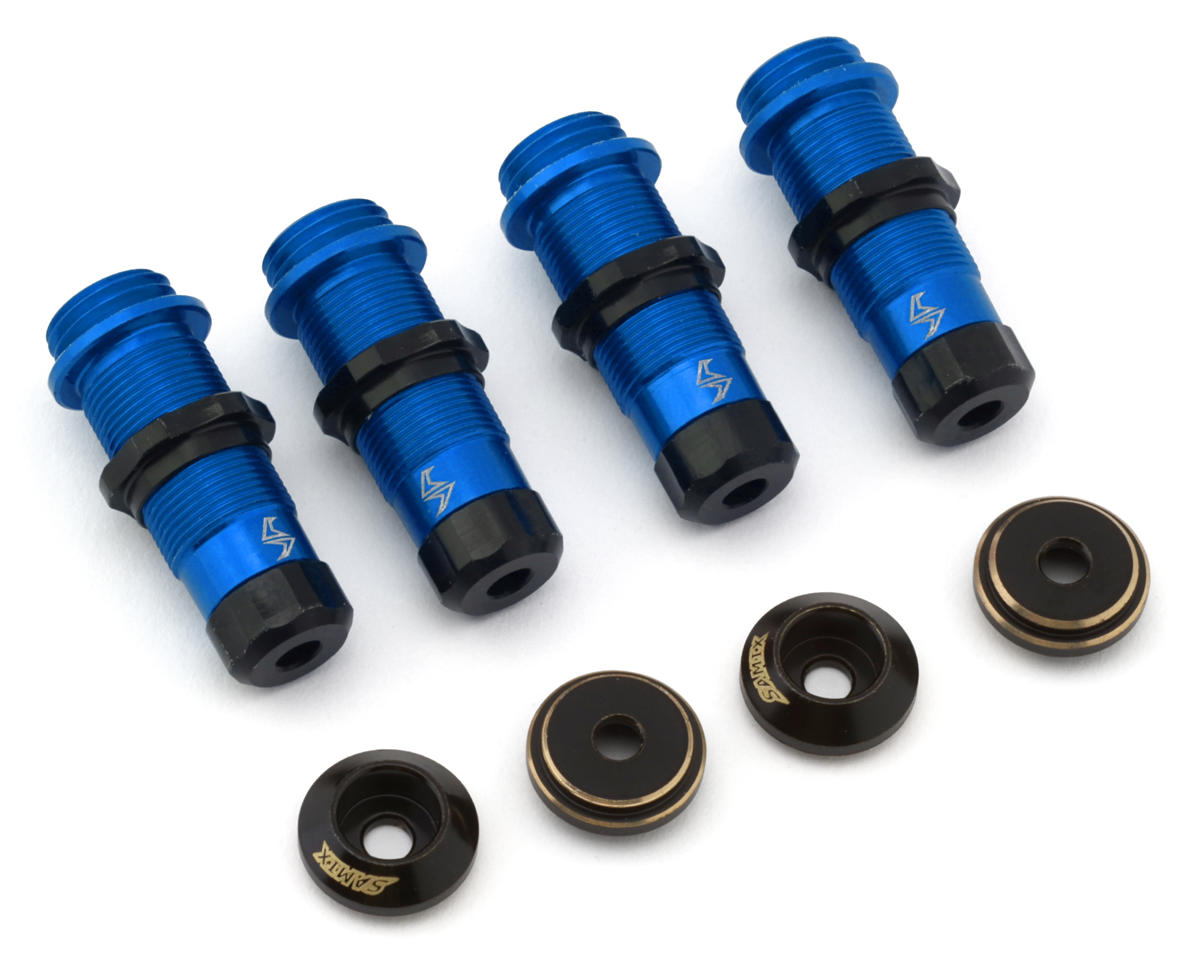 Samix Aluminum Shock Bodies for Traxxas TRX-4M (Blue) (4) w/Brass Shock Spring Retainers