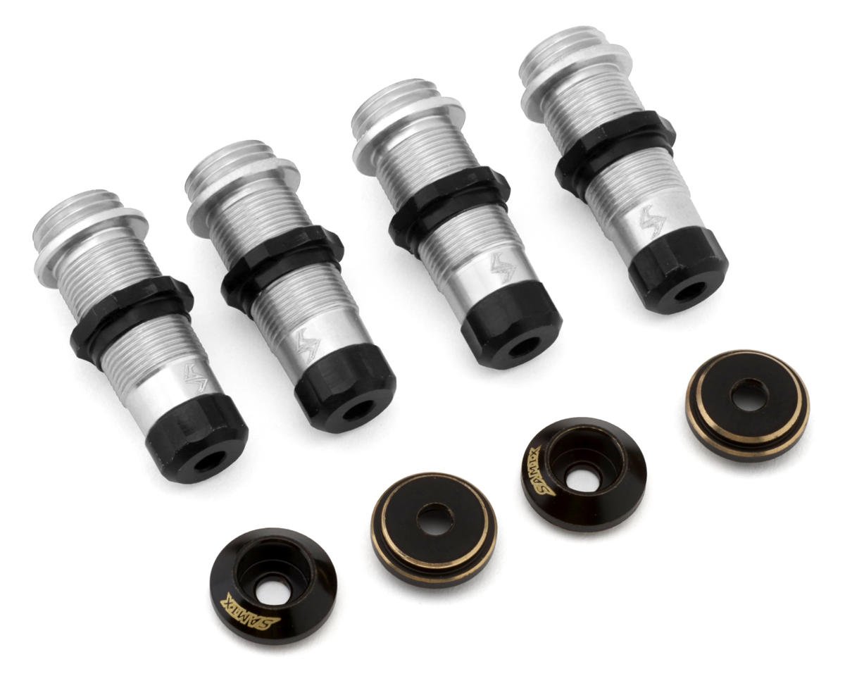 Samix Aluminum Shock Bodies for Traxxas TRX-4M (Silver) (4) w/Brass Shock Spring Retainers