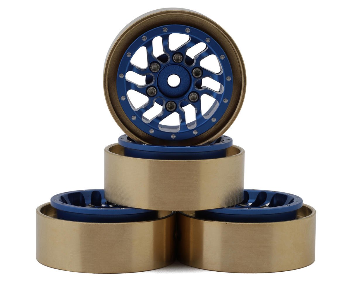 Samix Aluminum & Brass Adjustable Offset 1.0" Beadlock Wheels for Traxxas TRX-4M (Blue) (4) (35g)